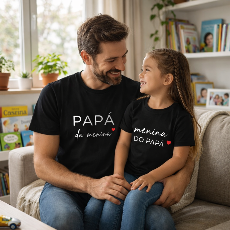 Conjunto T-Shirt "Menina do Papá" Adulto e Criança