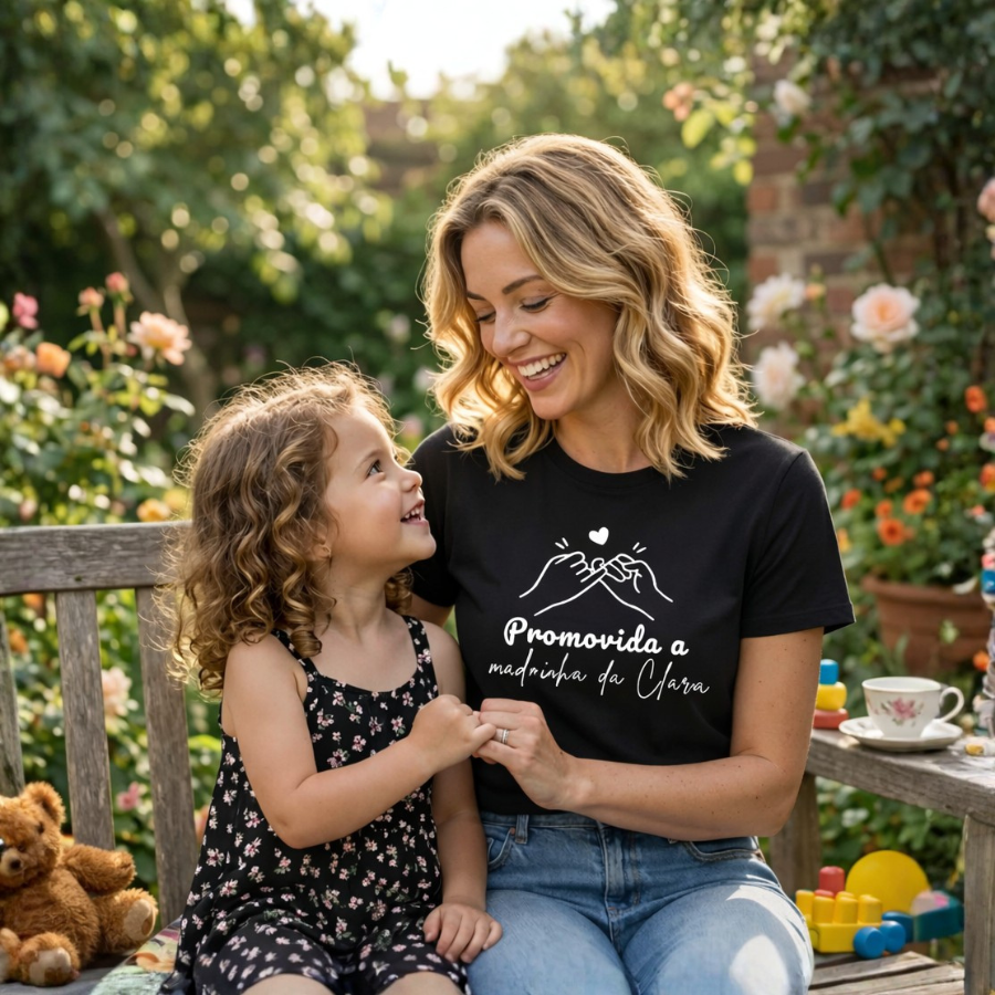 T-Shirt "Promovida a Madrinha" (com nomes)