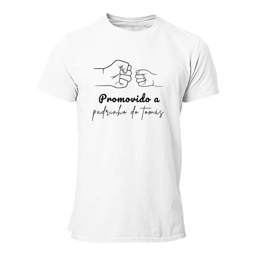 T-Shirt "Promovido a Padrinho" (com nomes)